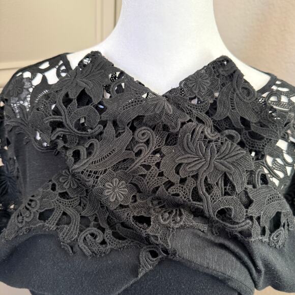 Sundance Lovelier Days Lace Detail Long Sleeve Tee Black Size Small - Picture 4 of 8